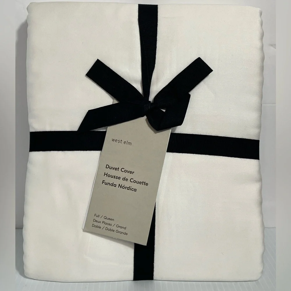 West Elm Silky TENCEL™ Duvet Cover Queen White